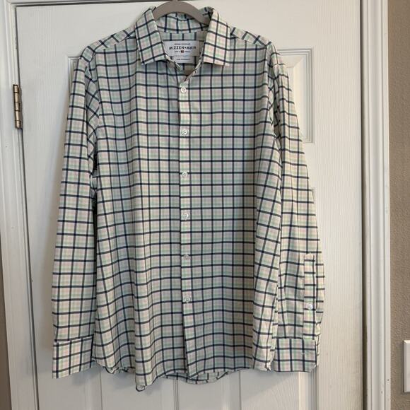 Mizzen+Main Other - Mizzen Main Leeward Shirt Mens Large Green/Blue/Pink Plaid Preppy Office Work